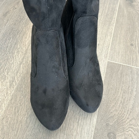 Over the Knee Black Faux Suede Block High Heel Boots Black Women size 8 - Picture 8 of 17